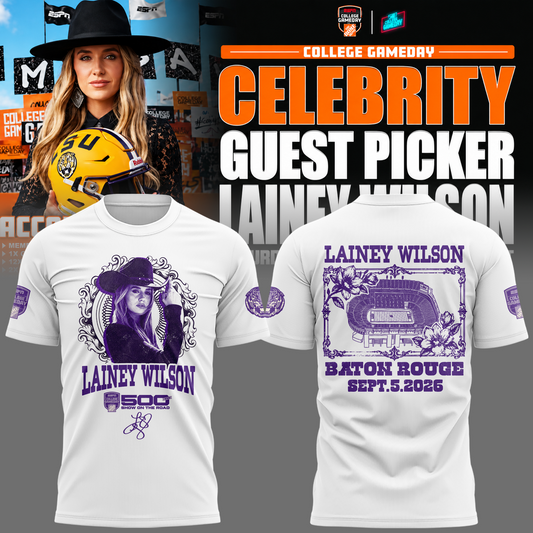 Limited Edition Lainey Wilson College GameDay White T-Shirt 2026