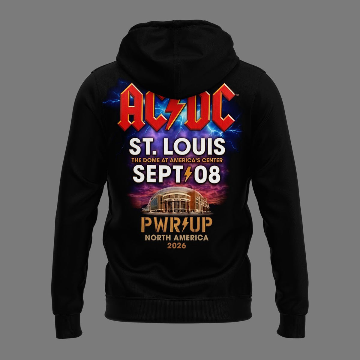 01.06. Black Hoodie AC/DC - Exclusive St. Louis Event - Power Up Tour 2026 Hoodie