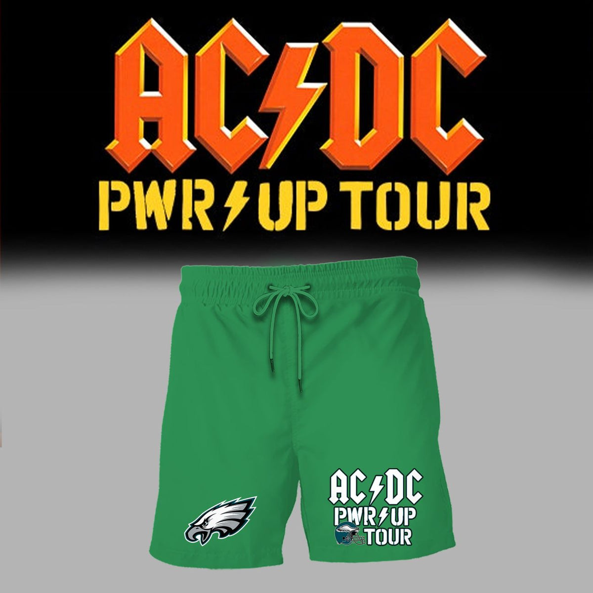 01. Green Shirt AC/DC x Philadelphia Eagles - POWER UP TOUR 2026 T-Shirt