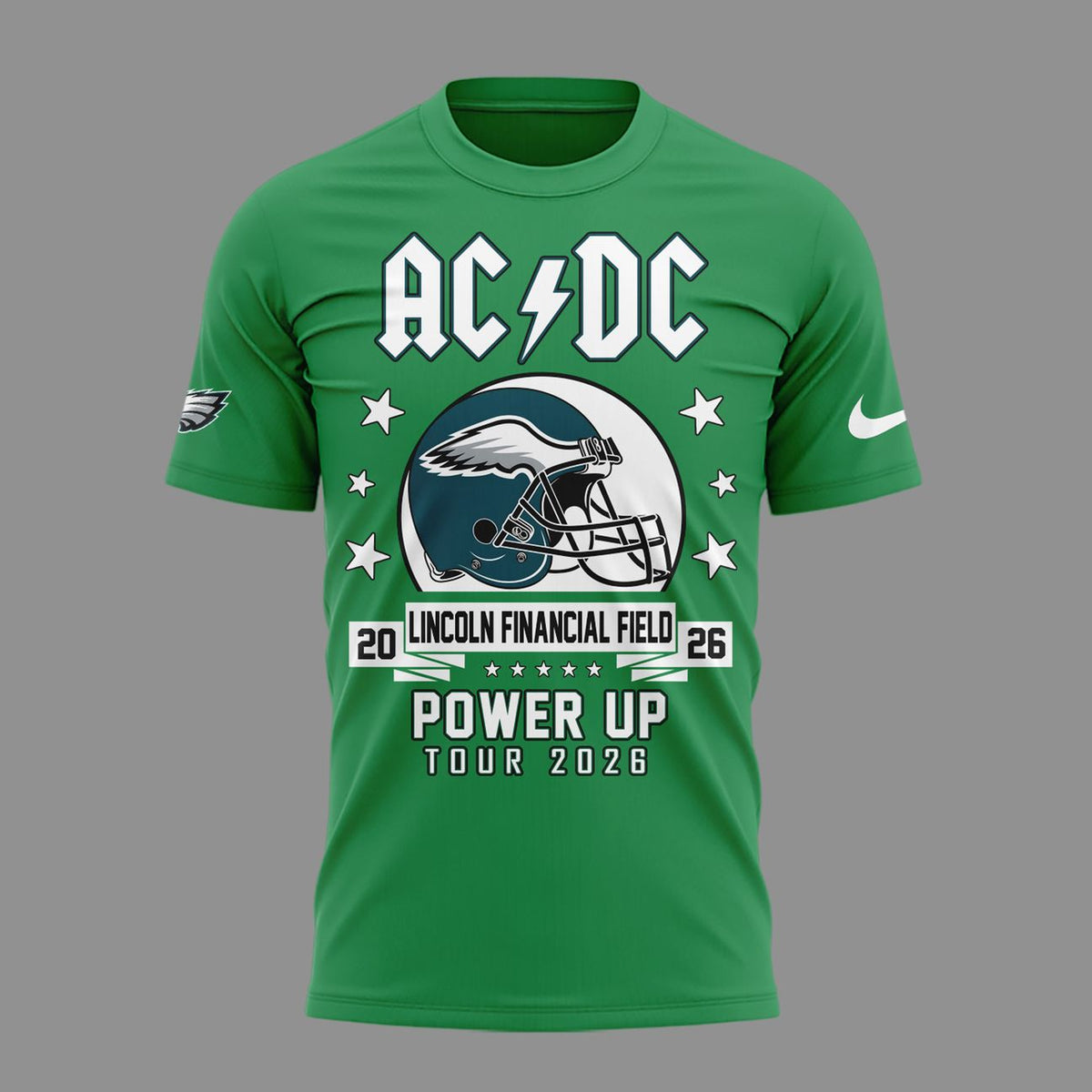 01. Green Shirt AC/DC x Philadelphia Eagles - POWER UP TOUR 2026 T-Shirt