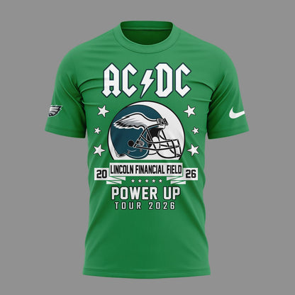 01. Green Shirt AC/DC x Philadelphia Eagles - POWER UP TOUR 2026 T-Shirt