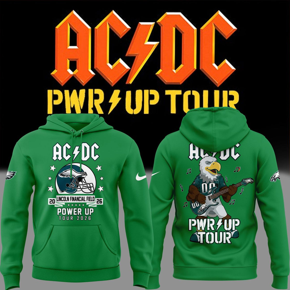 01.06. Limited Edition AC/DC x Philadelphia Eagles - POWER UP TOUR 2026 Hoodie