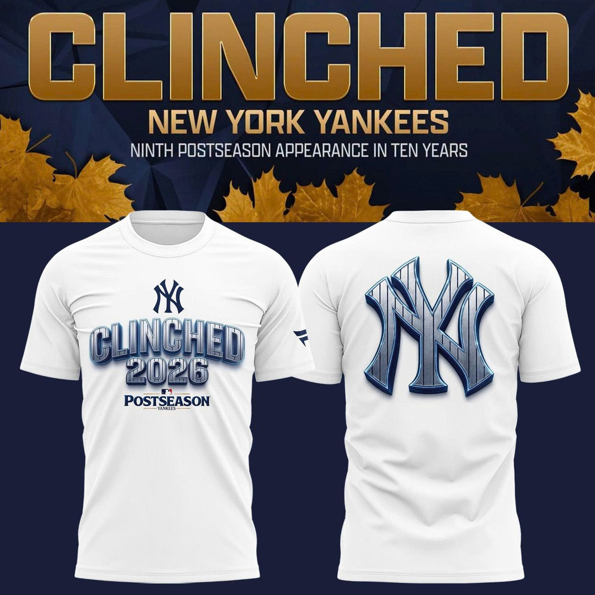 New York Yankees Fanatic White 2026 Postseason T-shirt