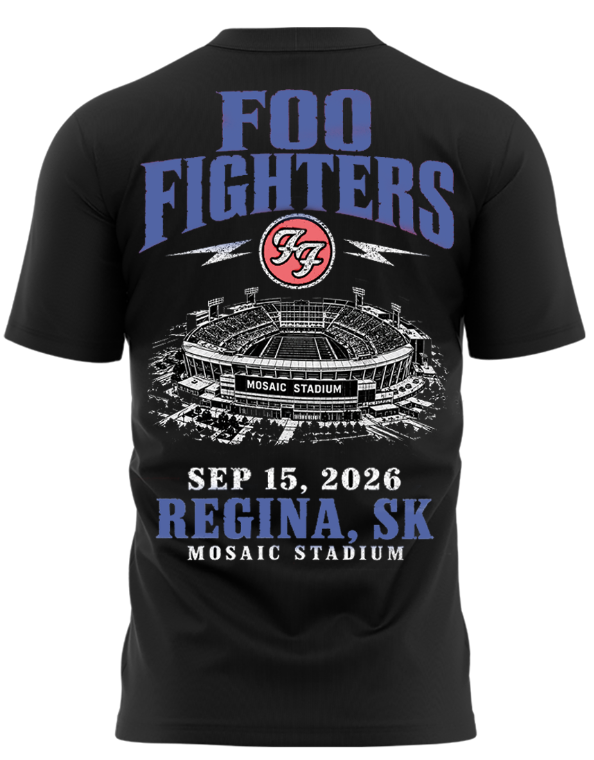 Foo Fighters Mosaic Stadium Regina 2026 Tour T-Shirt