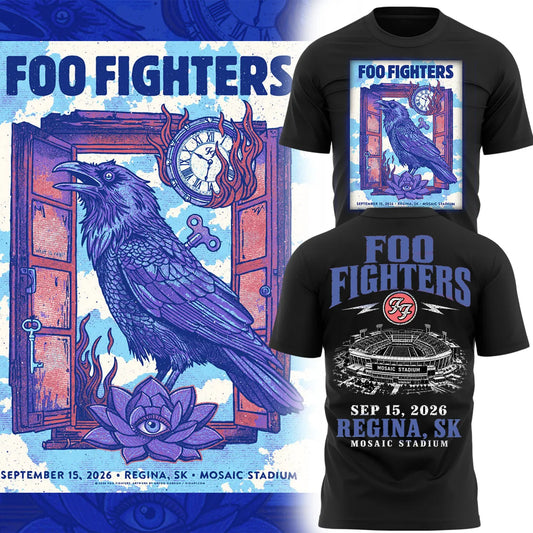 Foo Fighters Mosaic Stadium Regina 2026 Tour T-Shirt