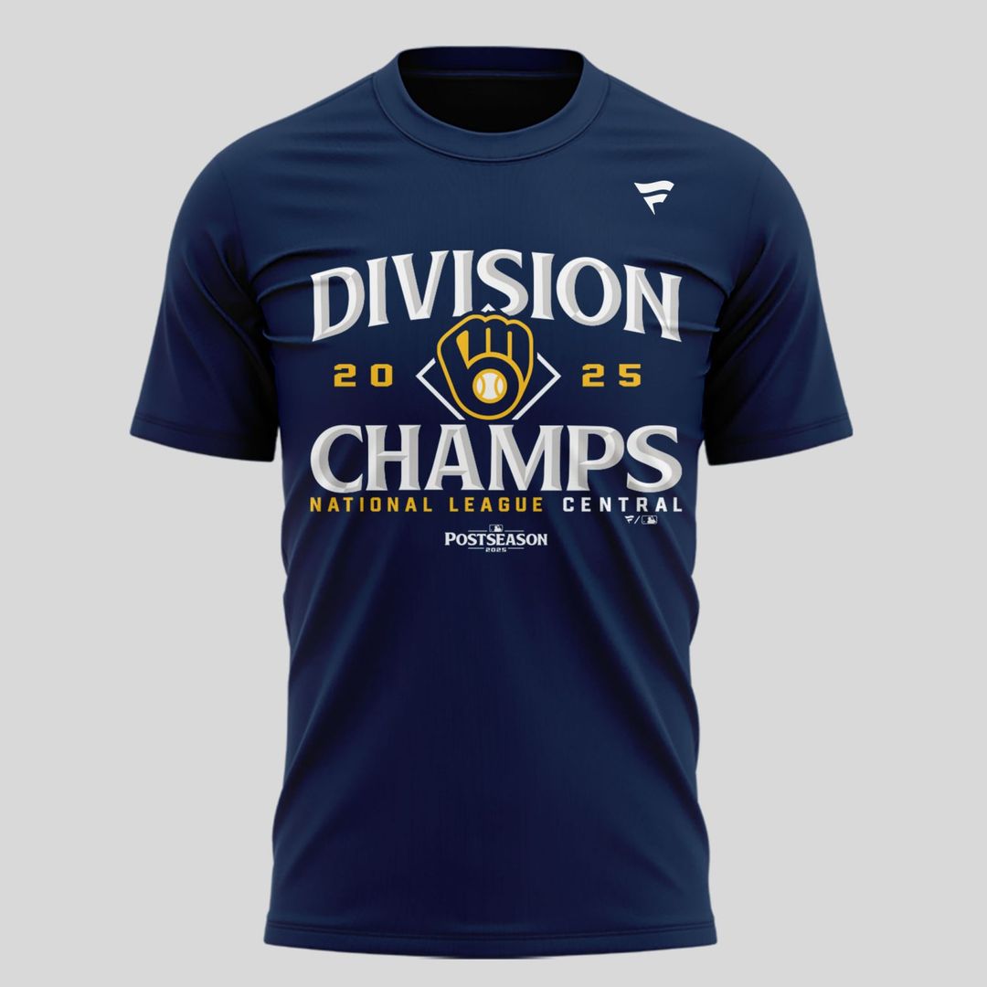 Milwaukee Brewers Fanatics Navy 2025 NL Central Division Champions Locker Room T-Shirt