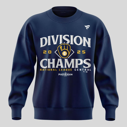 Milwaukee Brewers Fanatics Navy 2025 NL Central Division Champions Locker Room Sweat