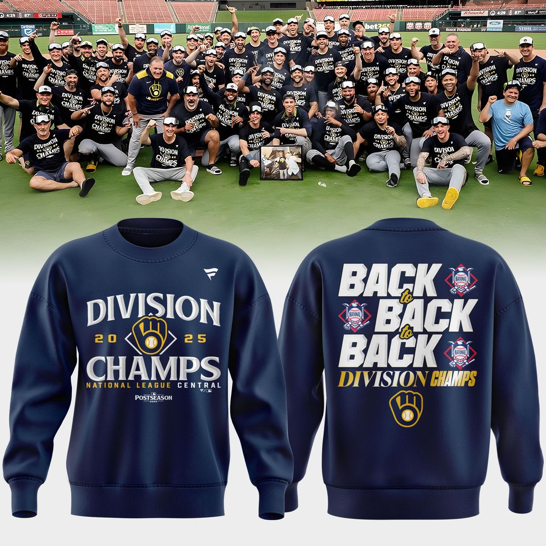 Milwaukee Brewers Fanatics Navy 2025 NL Central Division Champions Locker Room Sweat