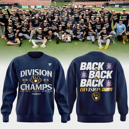 Milwaukee Brewers Fanatics Navy 2025 NL Central Division Champions Locker Room Sweat