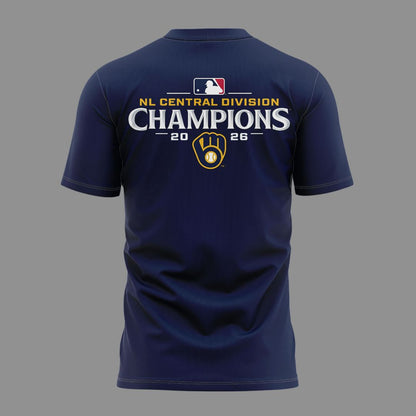 01. Milwaukee Brewers The FIRST 4-Peat in NL Central History 🏆🏆🏆🏆 Win Our Way 2026 T-Shirt