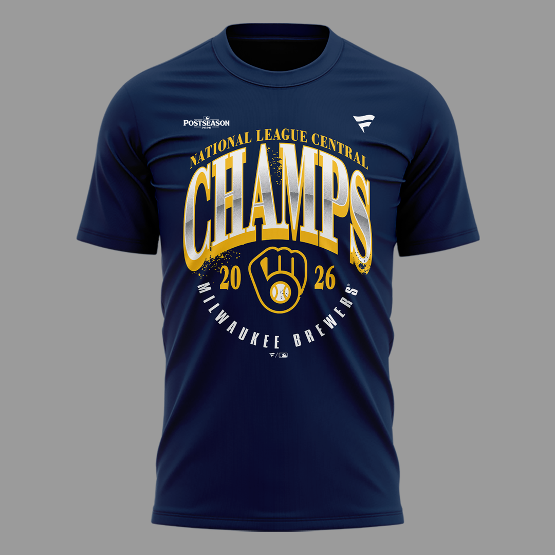 Milwaukee Brewers Fanatics 2026 NL Central Division Champions Locker Room T-Shirt - NavyMilwaukee Brewers Fanatics 2026 NL Central Division Champions Locker Room T-Shirt - Navy