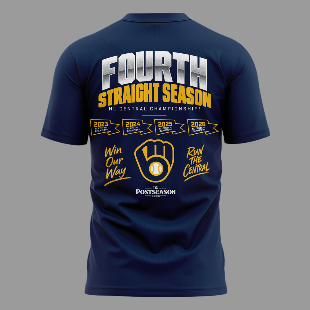 Milwaukee Brewers Fanatics 2026 NL Central Division Champions Locker Room T-Shirt - NavyMilwaukee Brewers Fanatics 2026 NL Central Division Champions Locker Room T-Shirt - Navy
