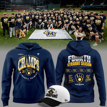 Milwaukee Brewers Fanatics 2026 NL Central Division Champions Locker Room Hoodie - Navy