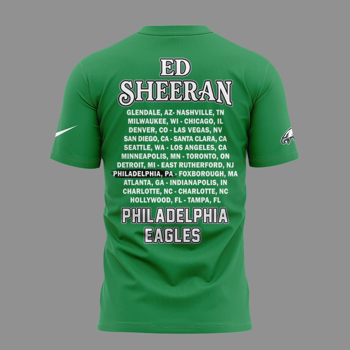 01. Ed Sheeran - Loop Tour 2026 x Philadelphia Eagles T-Shirt