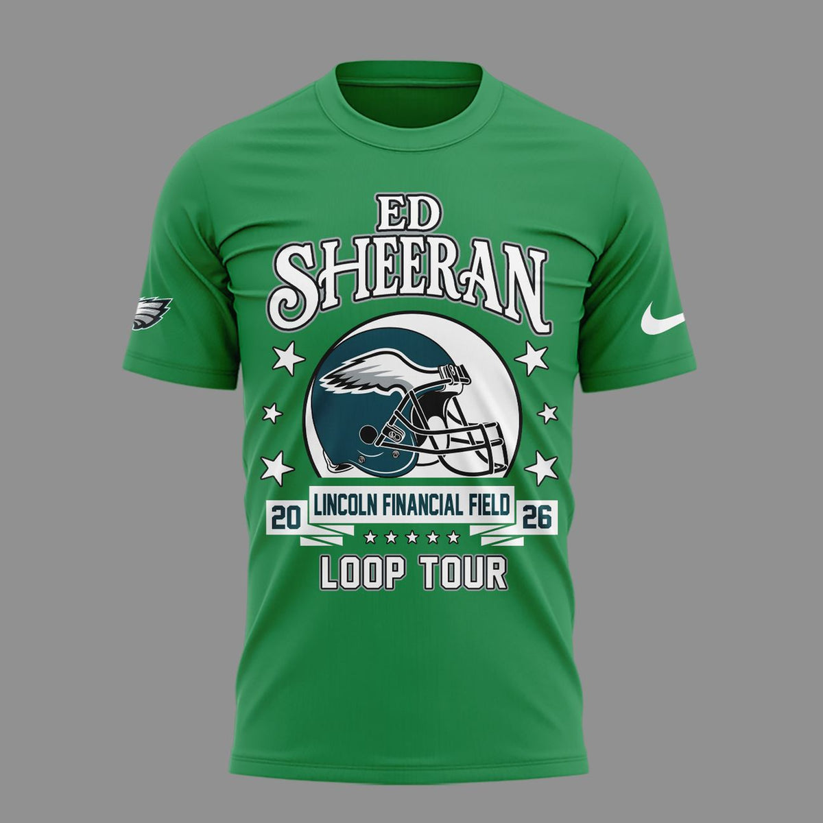 12. Green Shirt Ed Sheeran - Loop Tour 2026 x Philadelphia Eagles T-Shirt