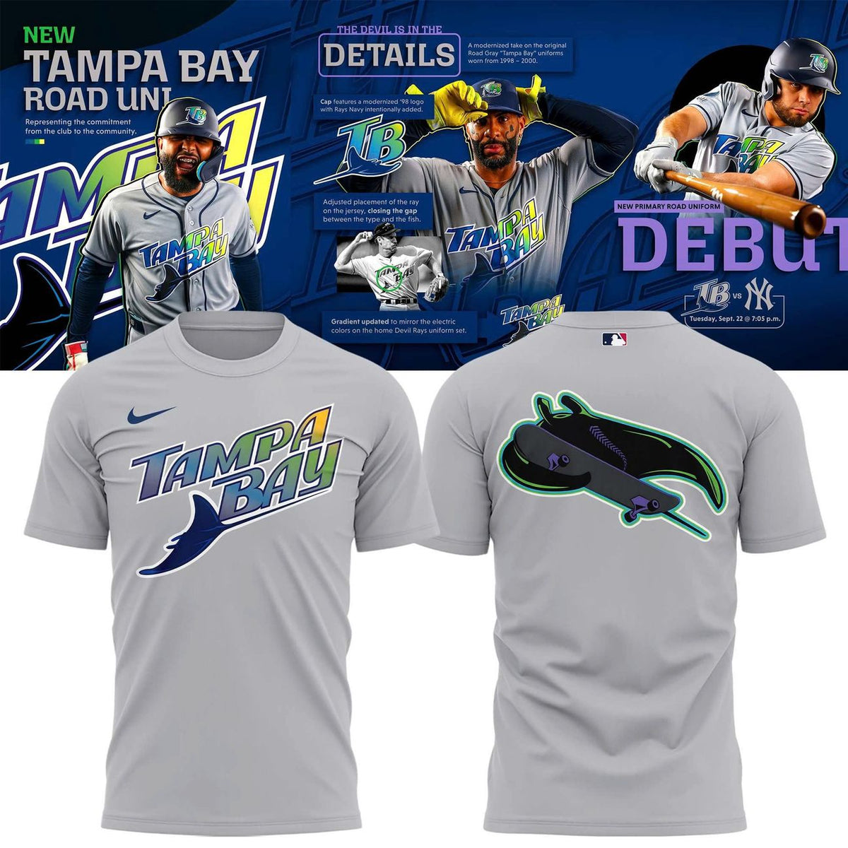 Unisex Gray Tampa Bay Rays 2026 T-shirt