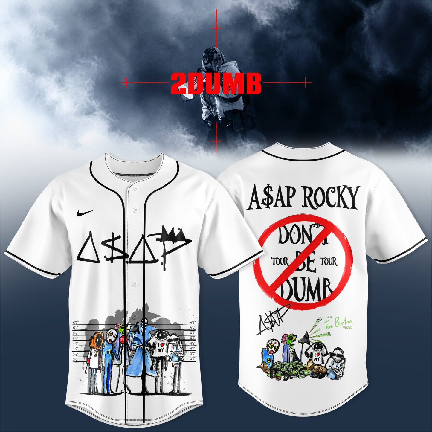 Asap Rky Don’t Be Dumb Tour 3D All-Over Print Baseball Jersey