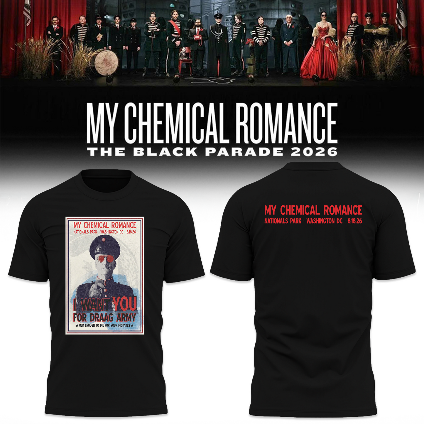 Limited Edition MCR Long Live The Black Parade Tour US 2026 At Washington, D.C Tshirt