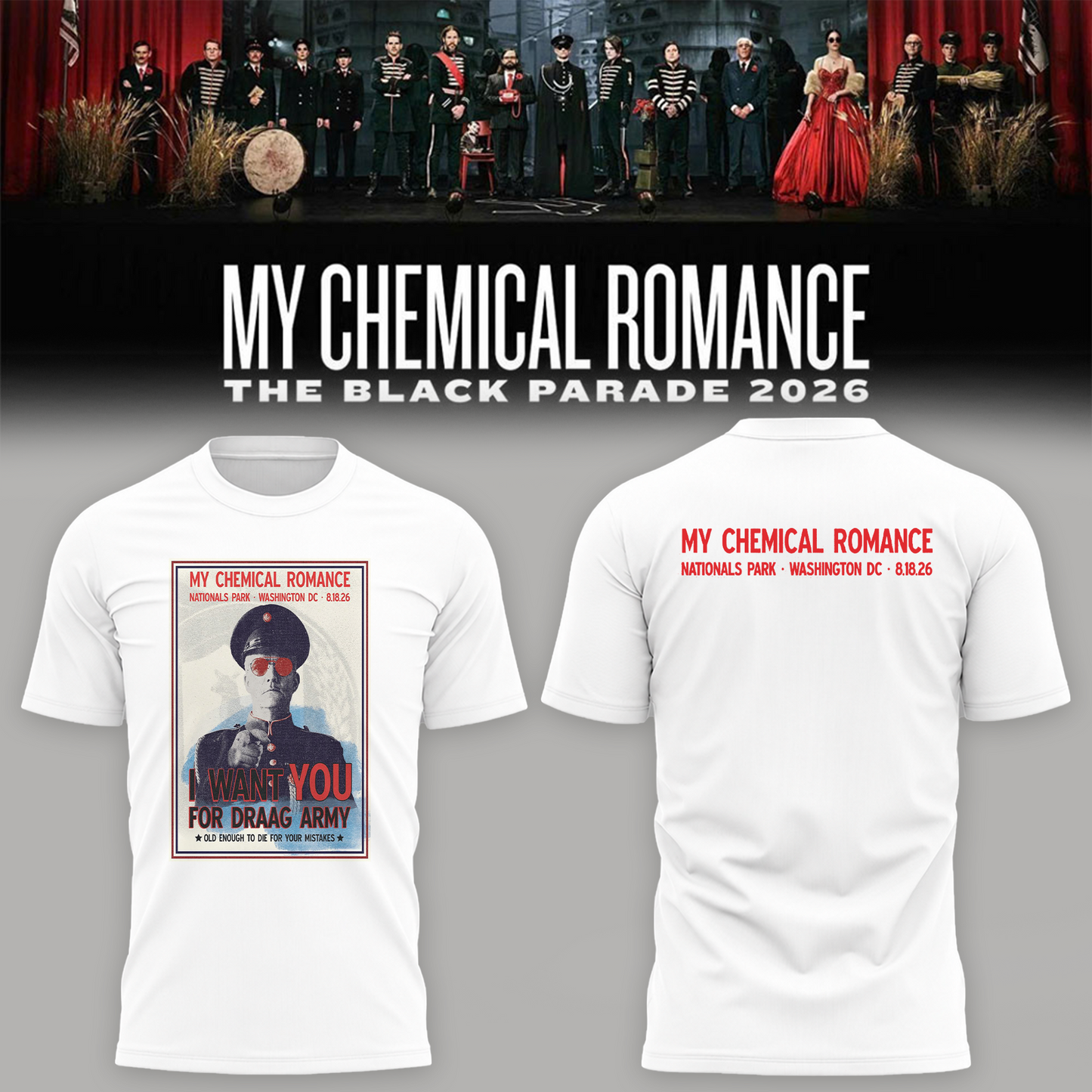 Limited Edition MCR Long Live The Black Parade Tour US 2026 At Washington, D.C Tshirt
