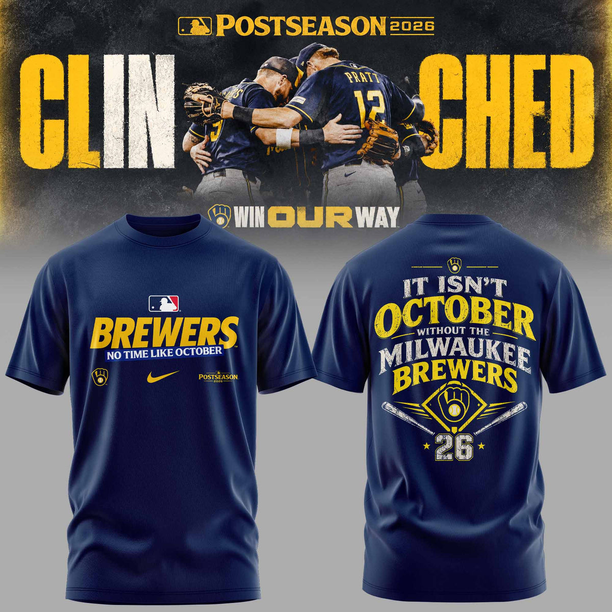 . Milwaukee Brewers Postseason 2026 3D All-Over Print Graphic T-Shirt V5