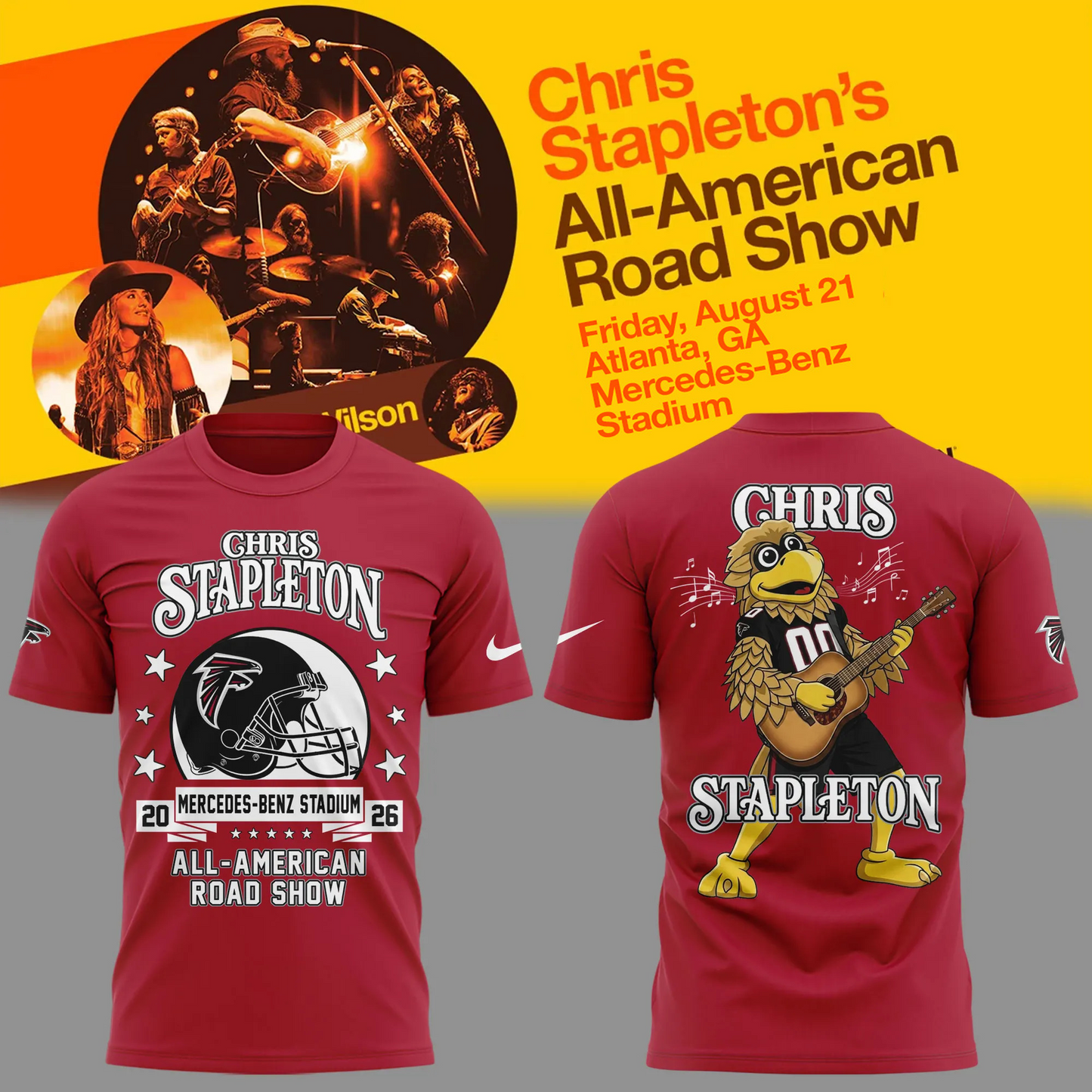 03.09. Special Chris Stapleton x Atlanta Falcons - All American Road Show 2026 T-Shirt